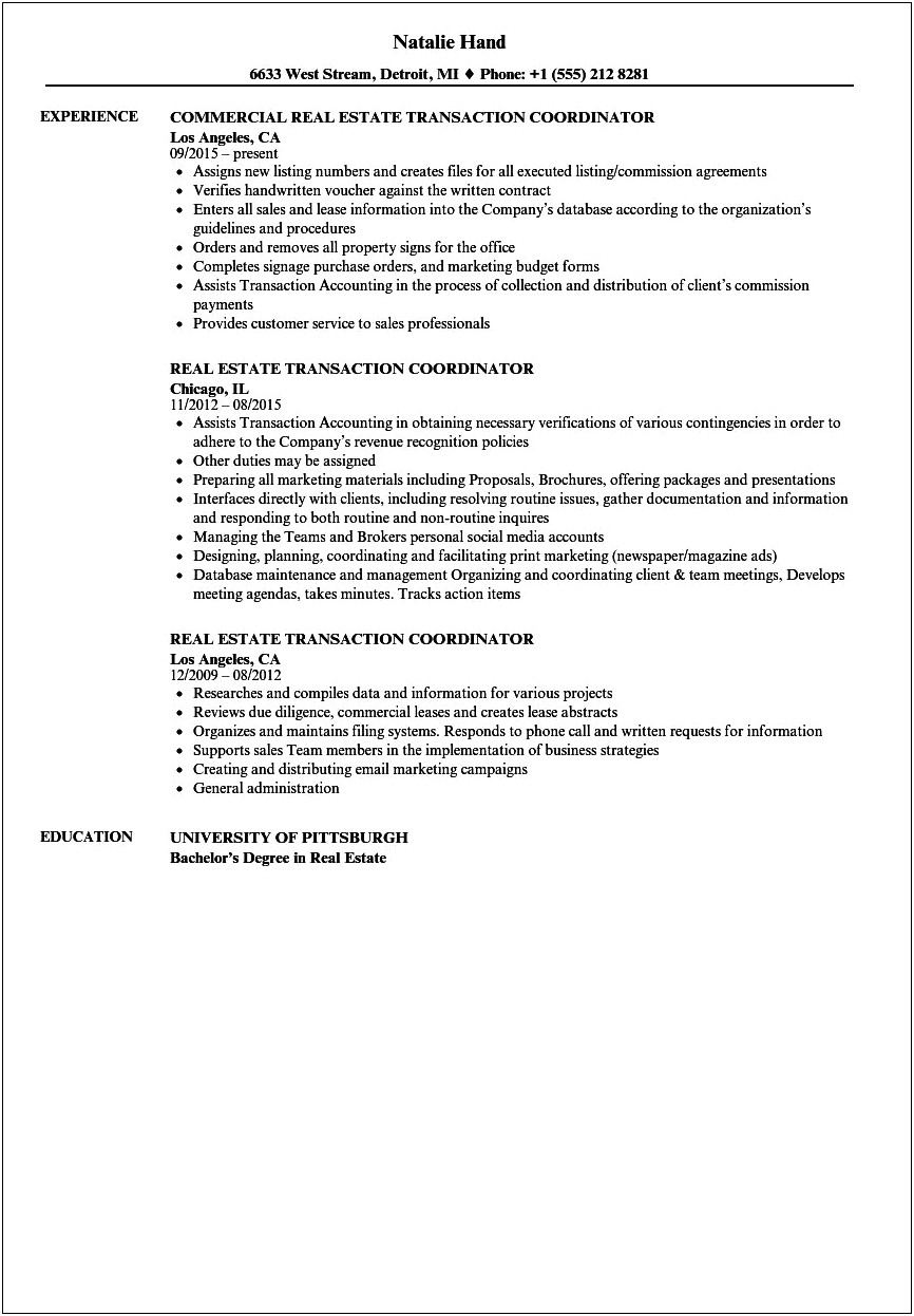 Escrow Coordinator Job Description For Resume