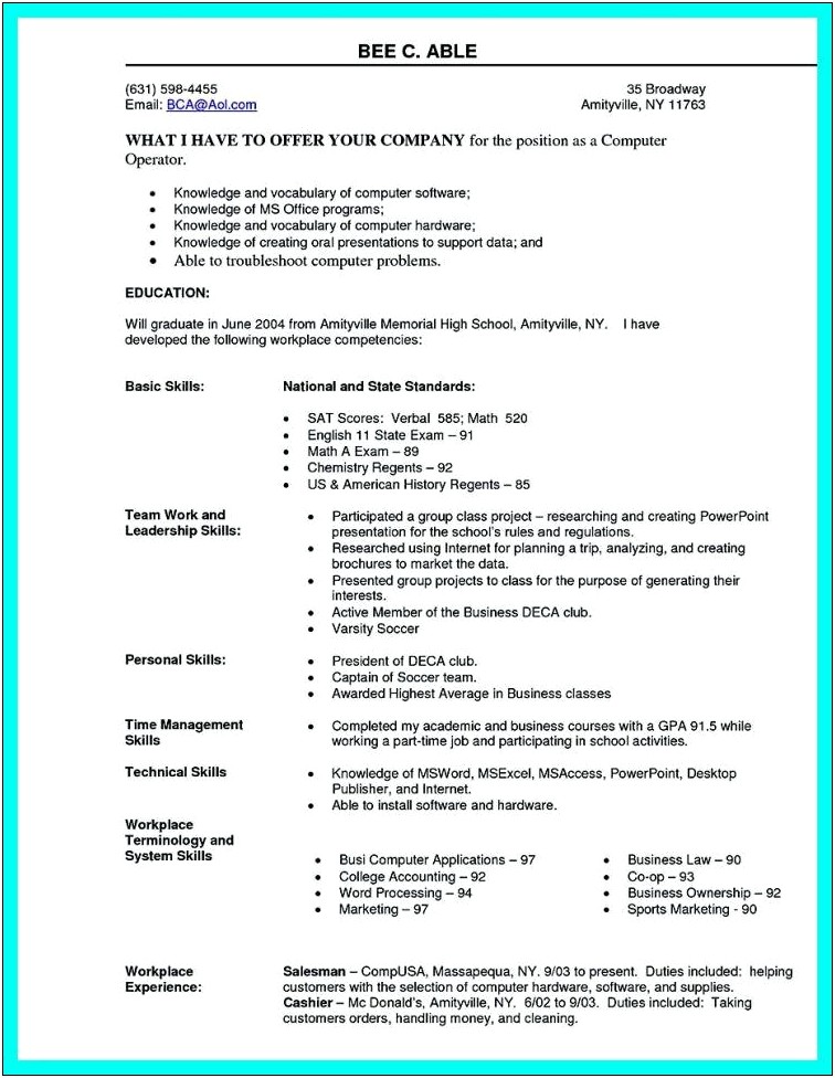Essential Computer Skills For Resume