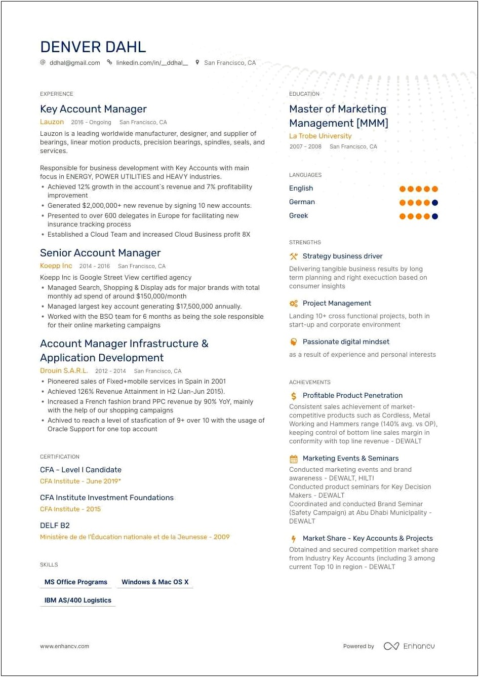Event Account Manager Resume Example