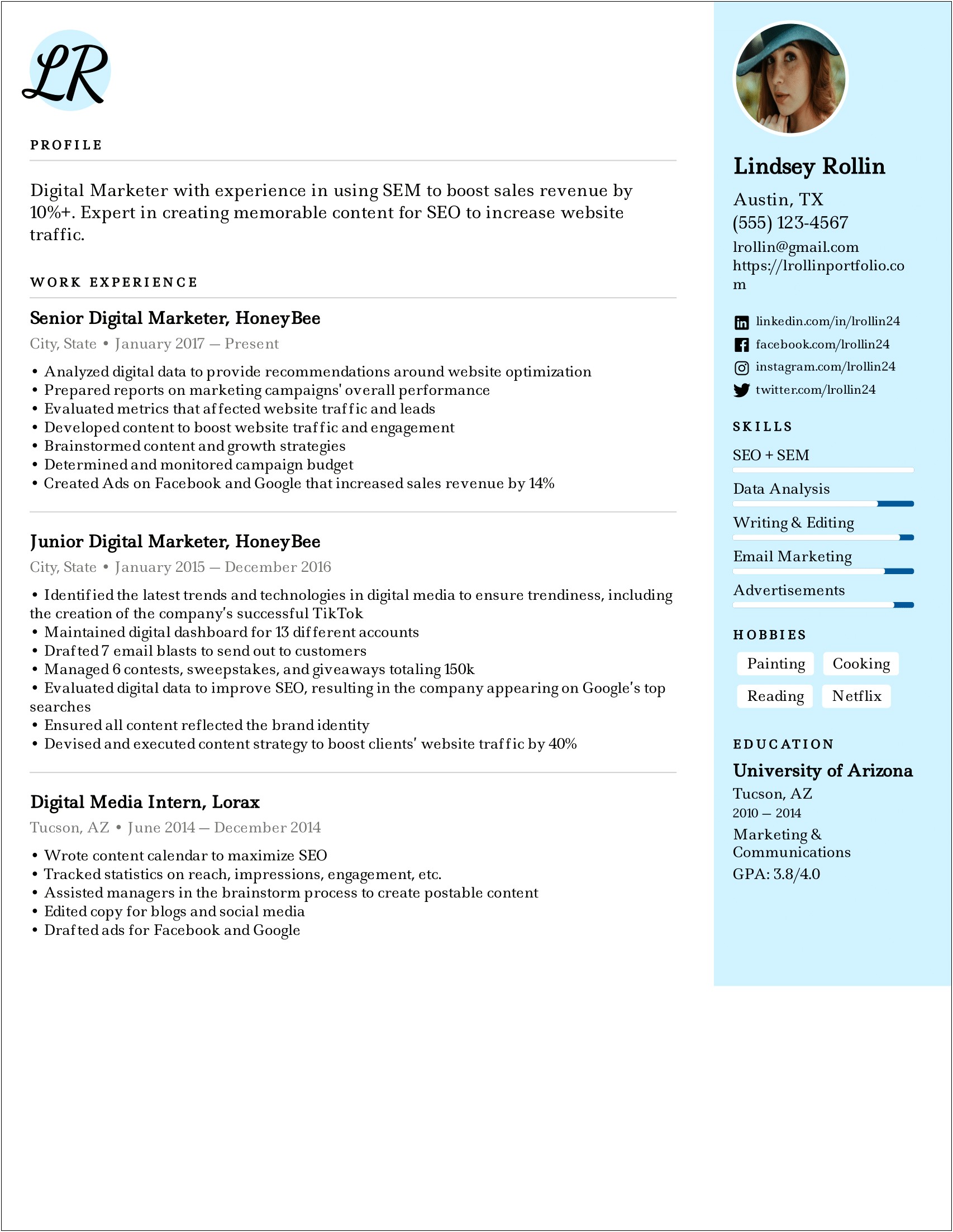 Example Combination Resume For Seo