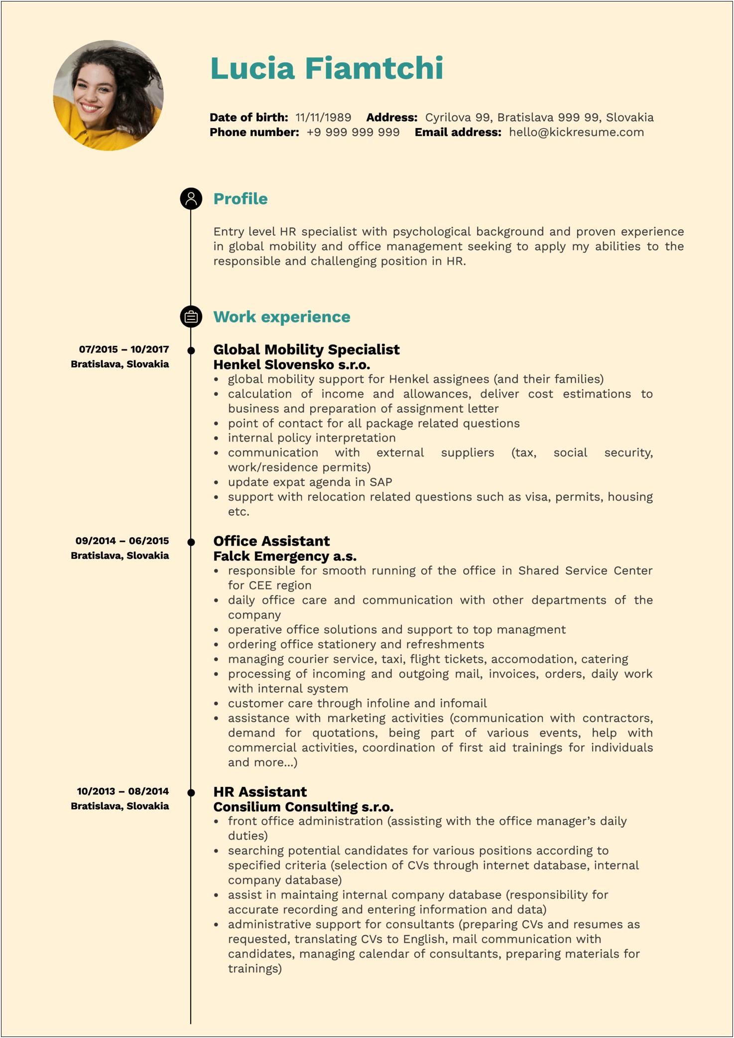 Example Entry Level Hr Resume