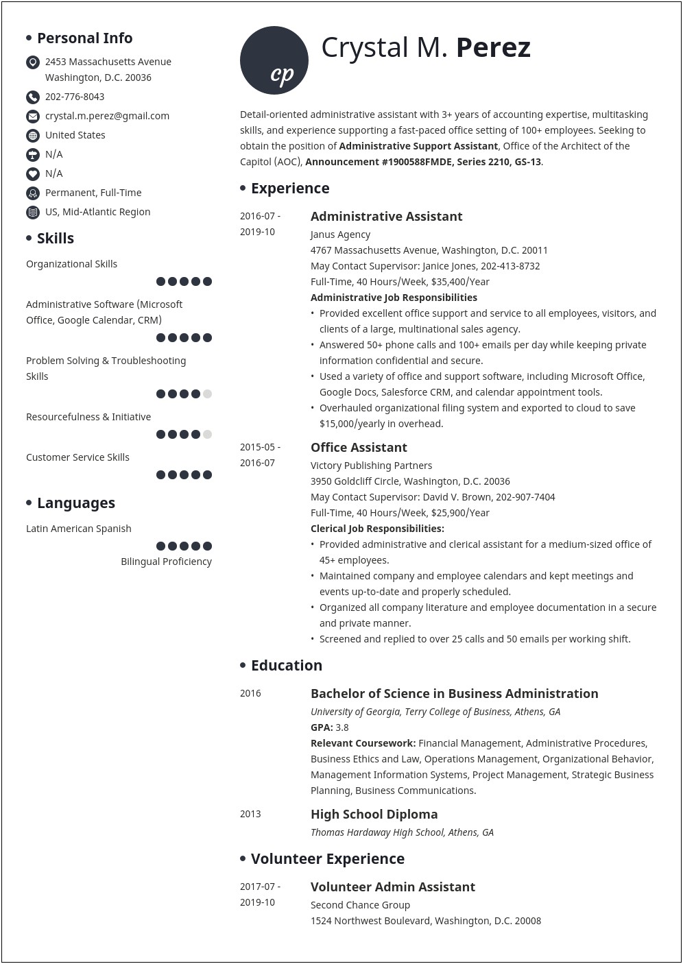 Example Good Format Federal Resume