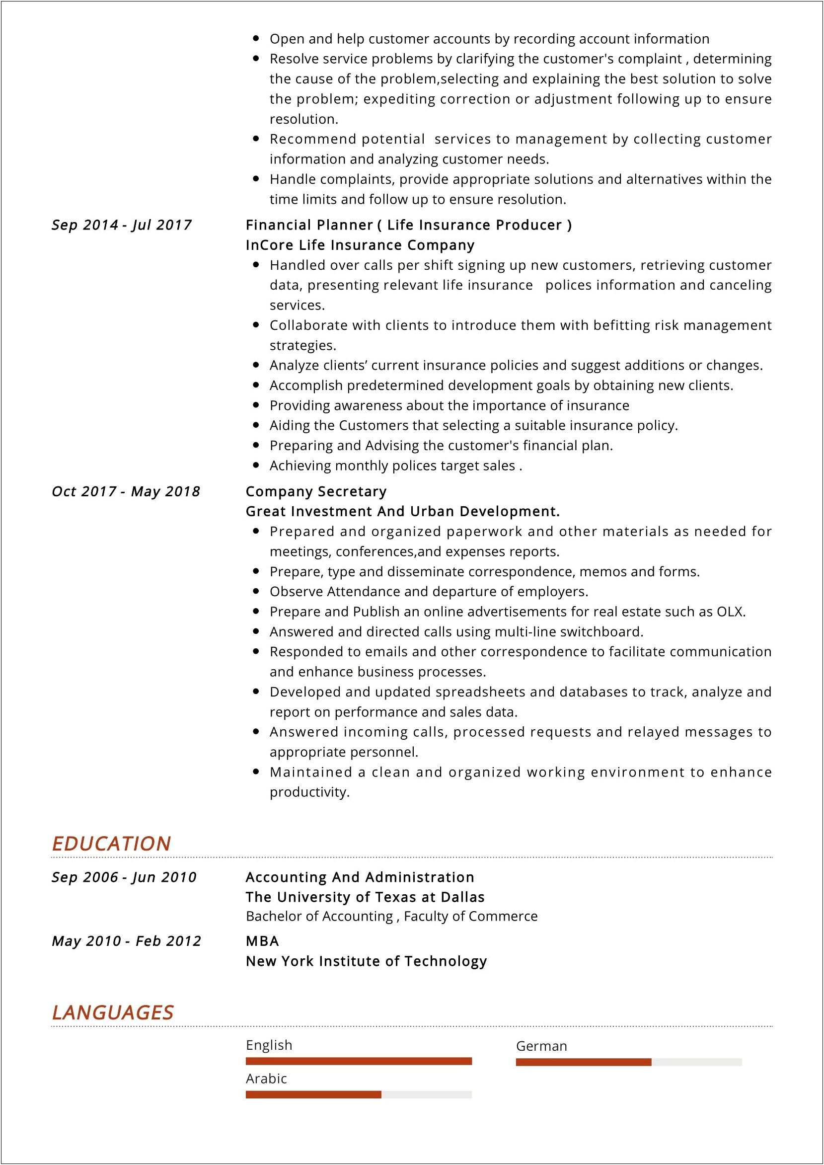 Example Mba Application Resume 2017