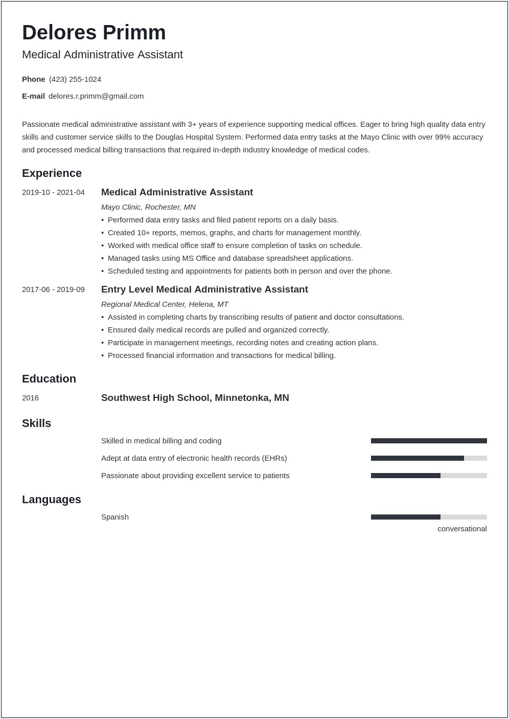 Example Objective For Resume For Administrative Support Personnel