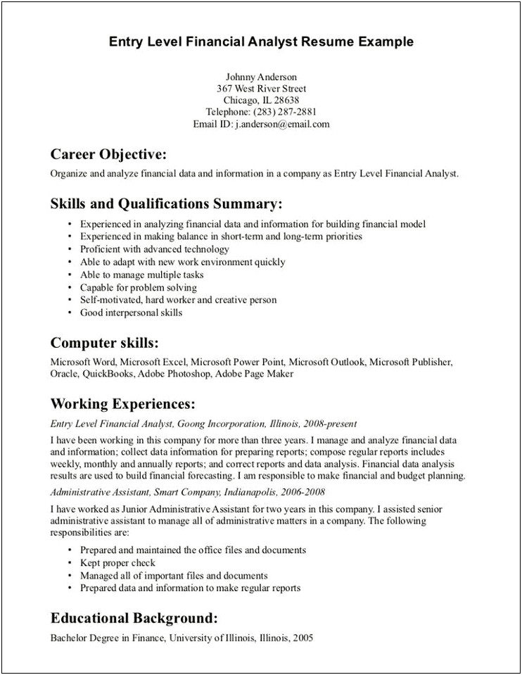 Example Objective Statements On Resume