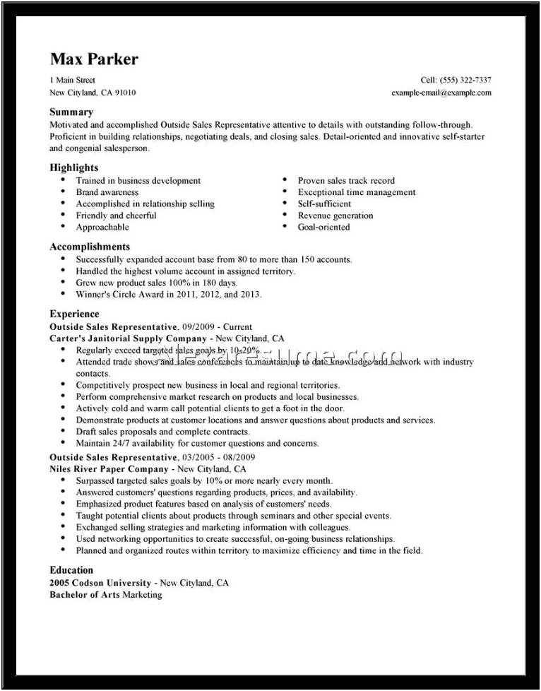 Example Objectives In Resume For Sales Lady