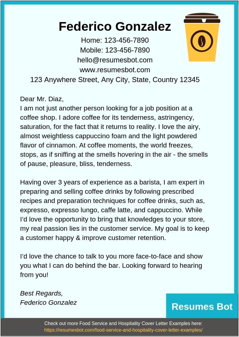 Example Of A Barista Resume