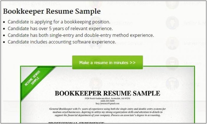 Example Of A Bookeeping Resume