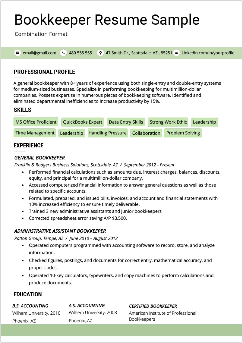 Example Of A Combined Resume