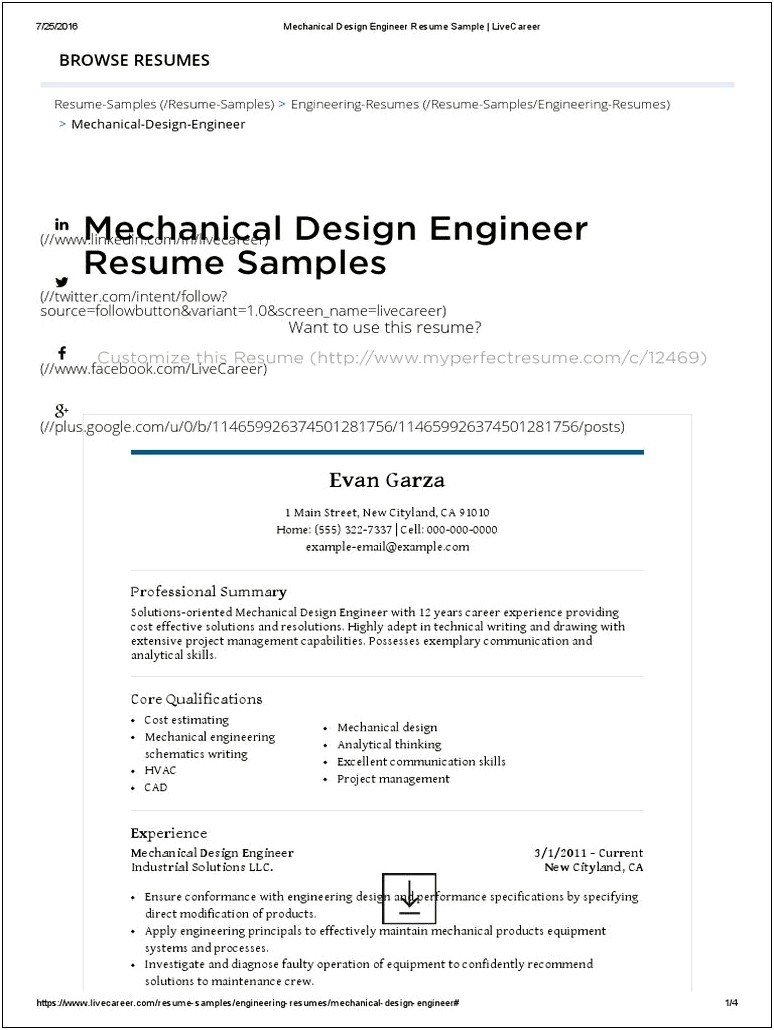 Example Of A Corps Of Engineers Resume