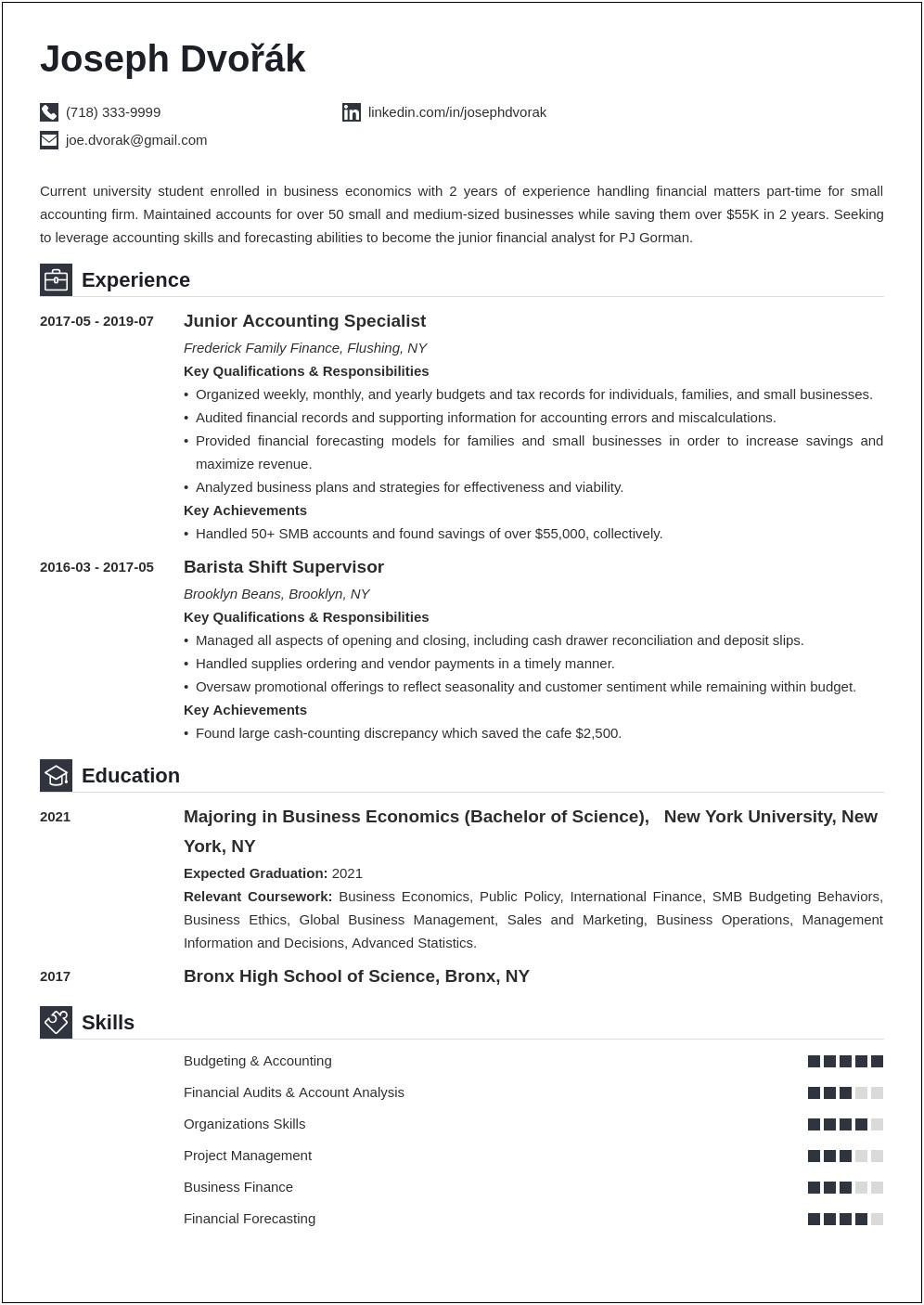Example Of A Current College Student Resume