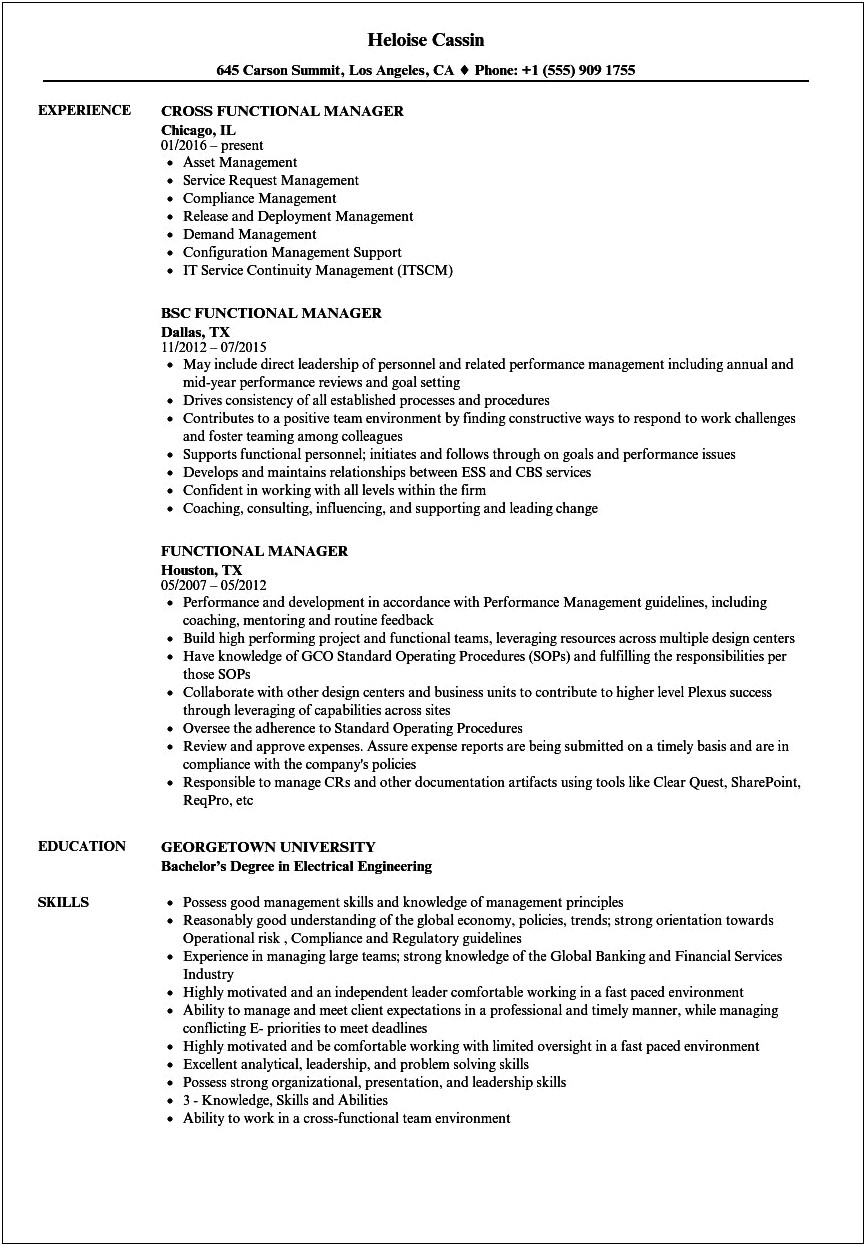 Example Of A Functional Resume Skills