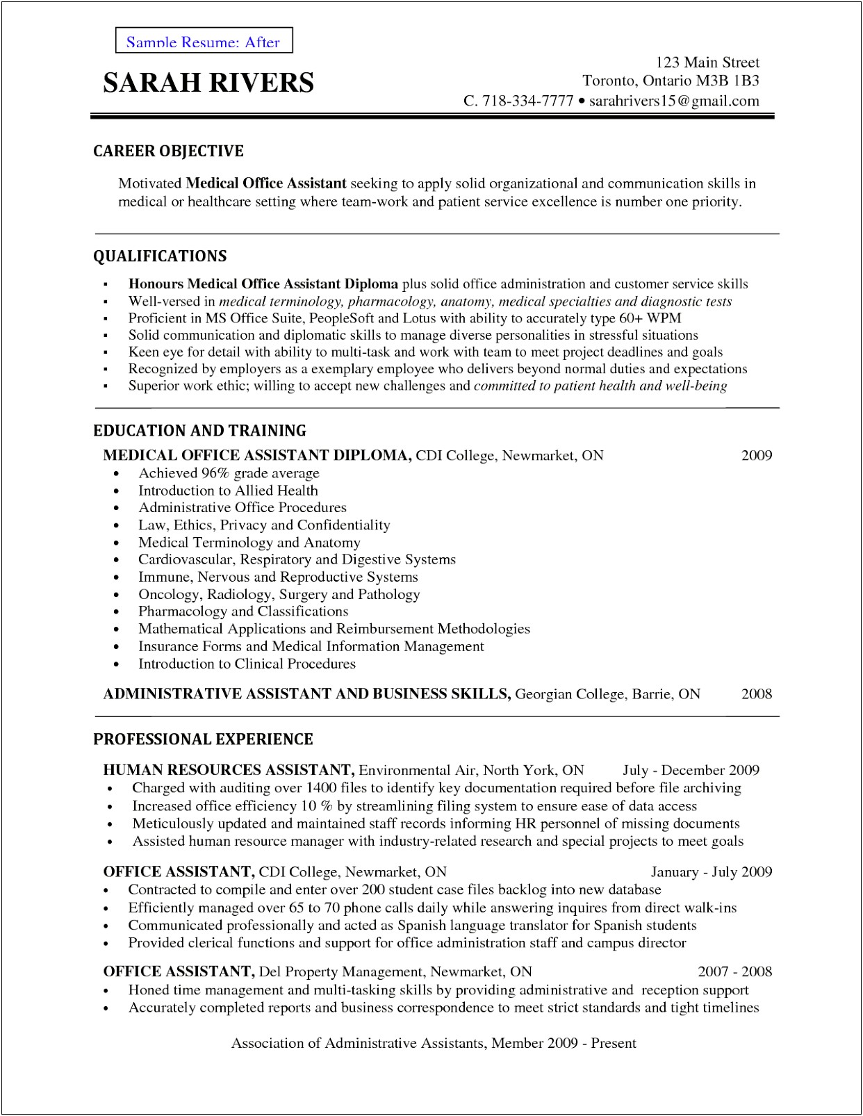Example Of A General Objective For A Resume