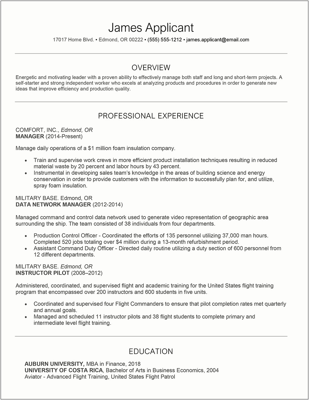 Example Of A Good Chronological Resume
