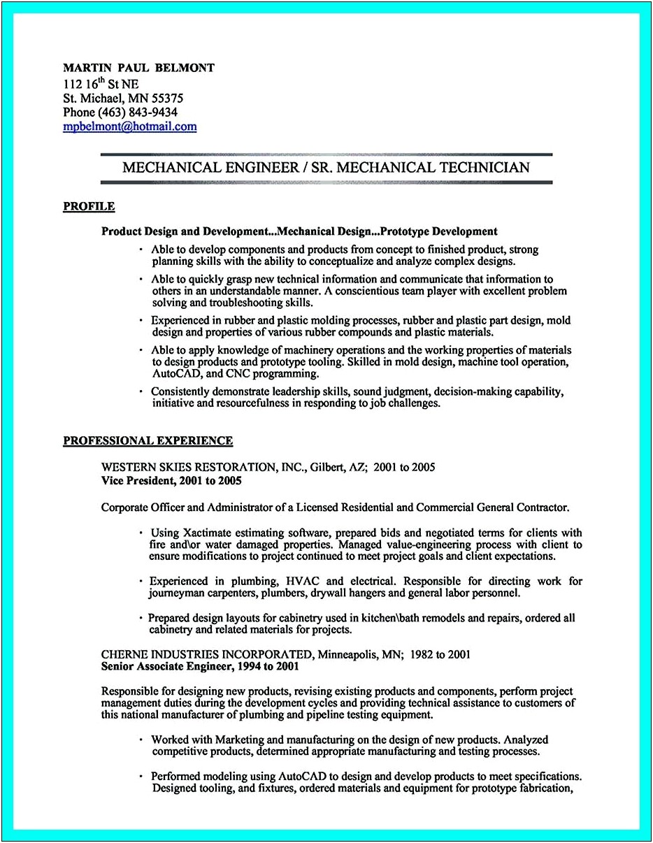 Example Of A Good Materials Engineer Resume