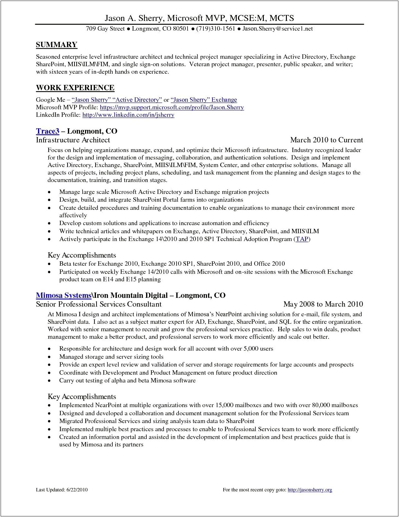 Example Of A Good Sharepoint Resume