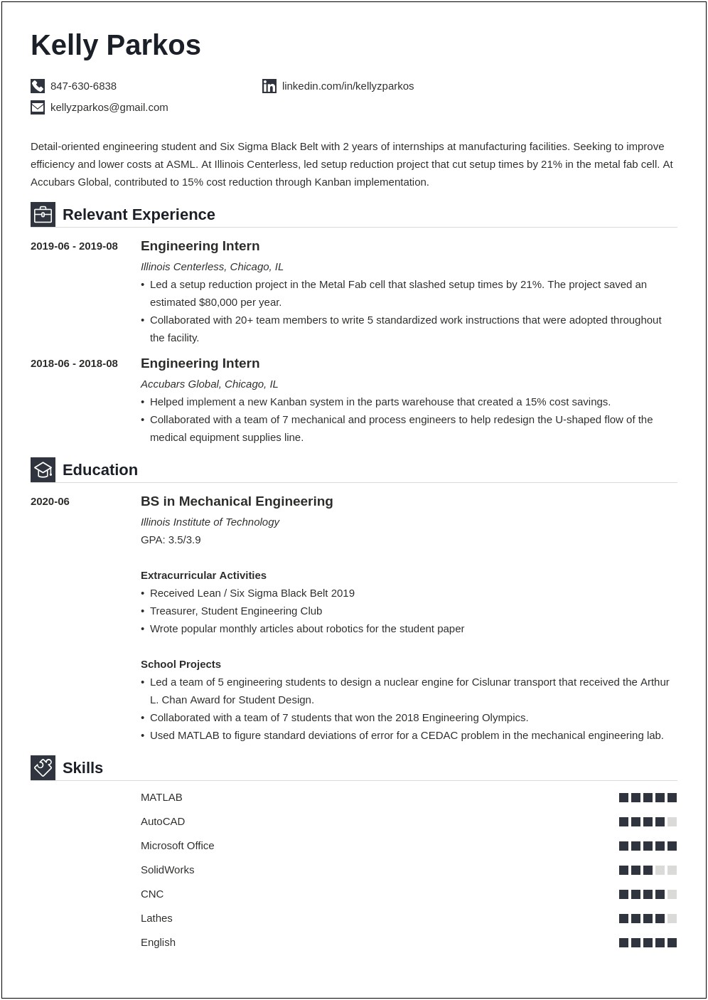 Example Of A Good Student Resume