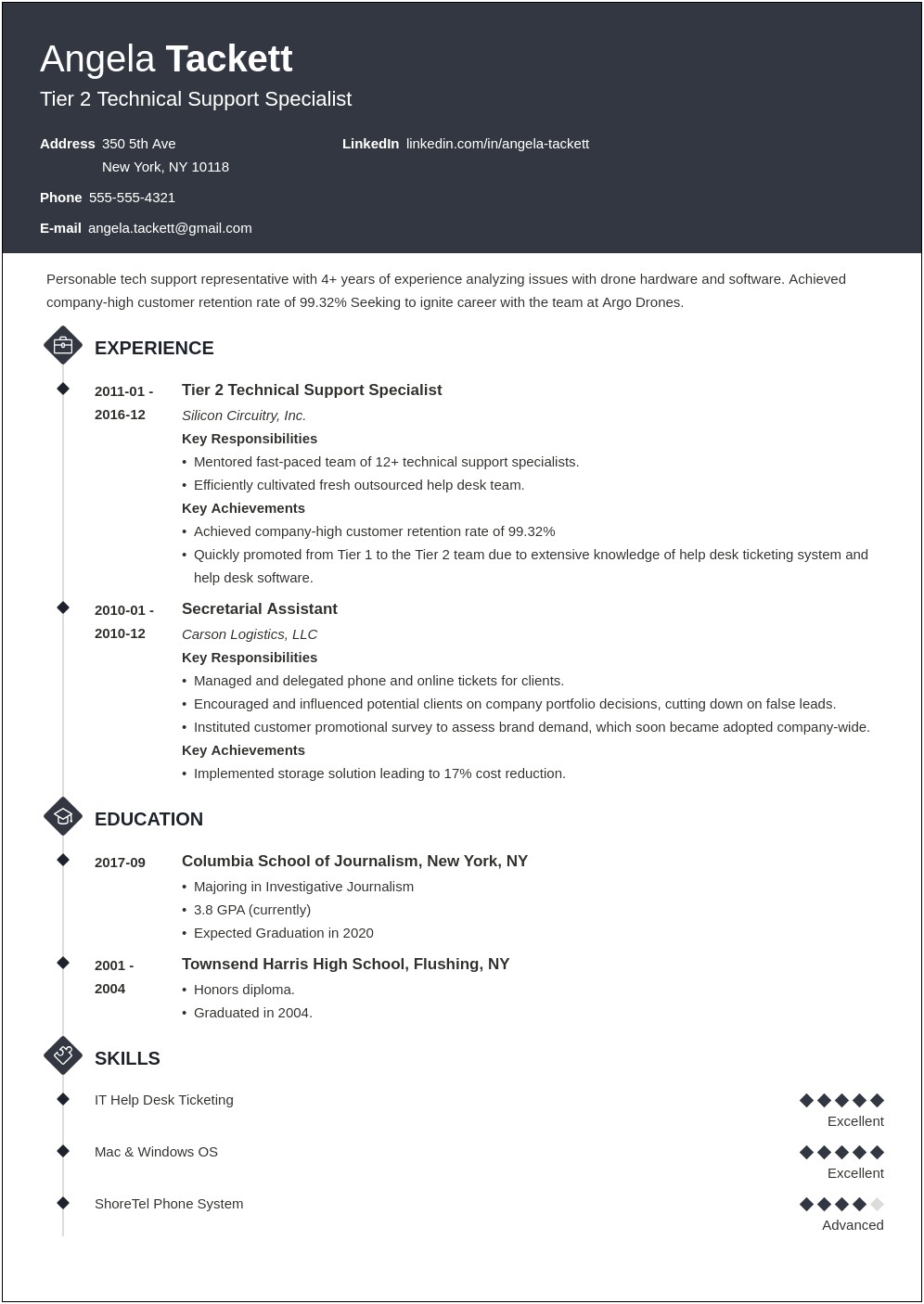 Example Of A Help Desk Resume