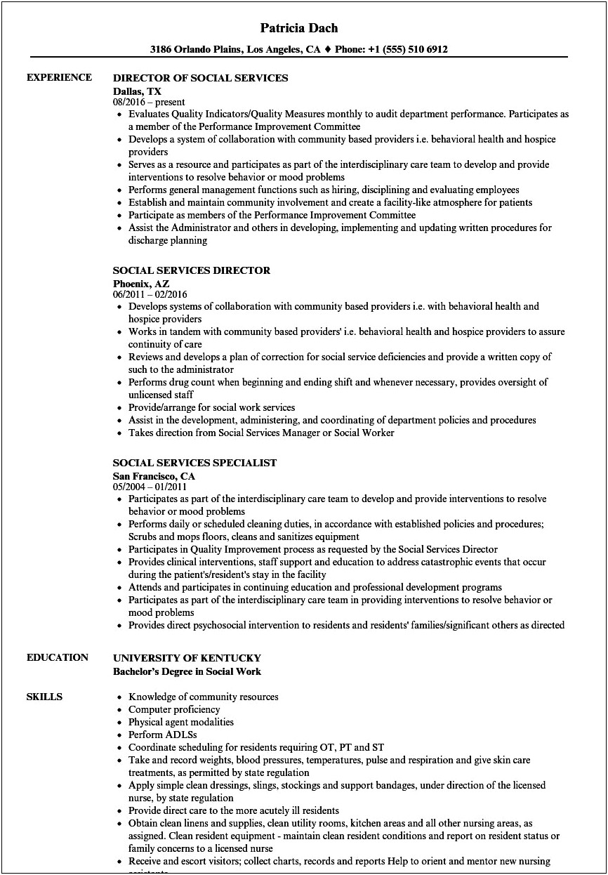 Example Of A Human Service Resume