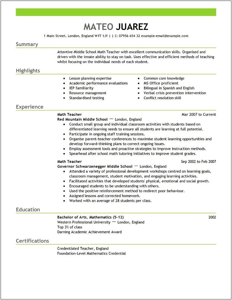 Example Of A Killer Resume