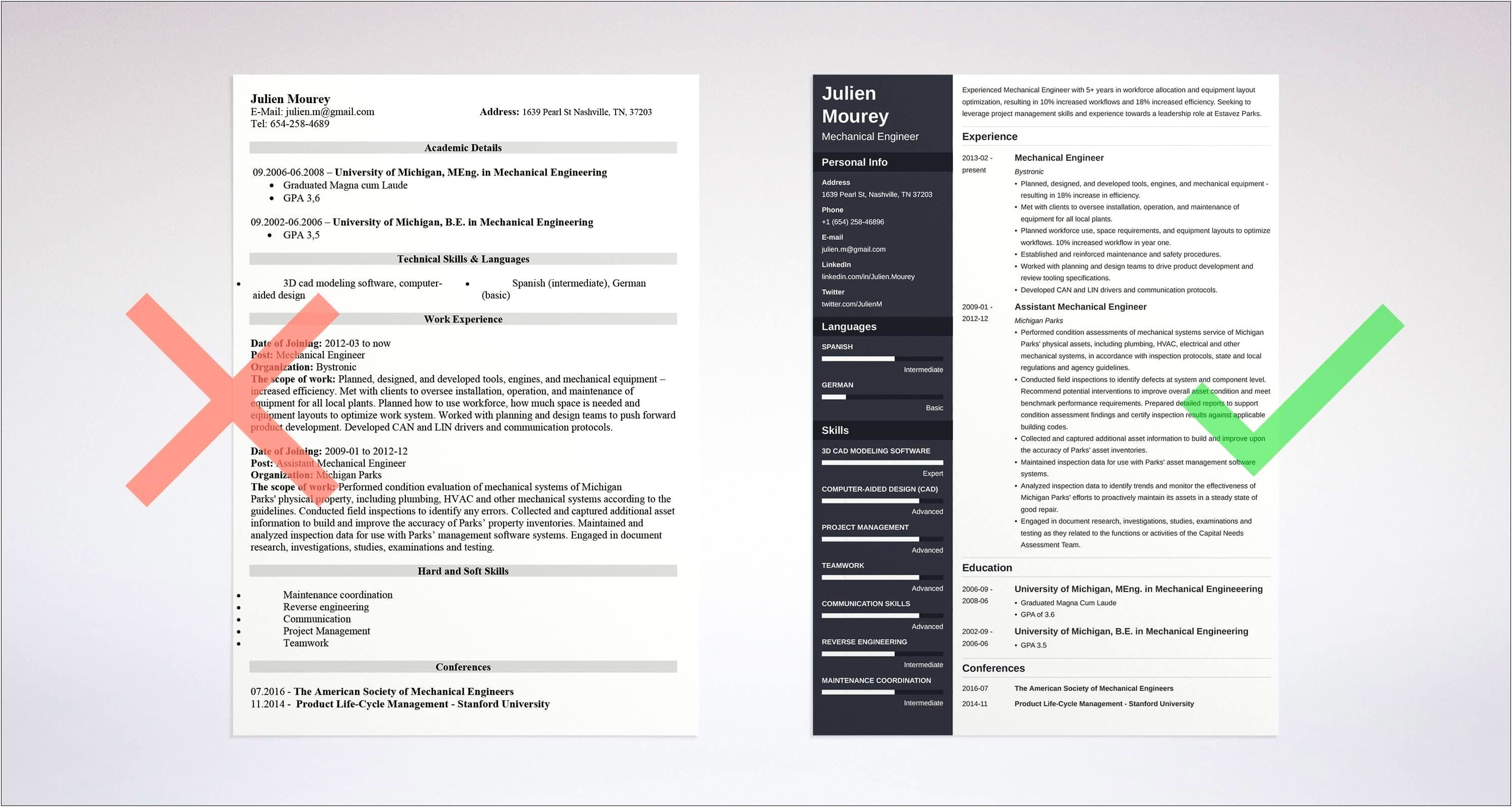 Example Of A Mechanical Engineer Resume