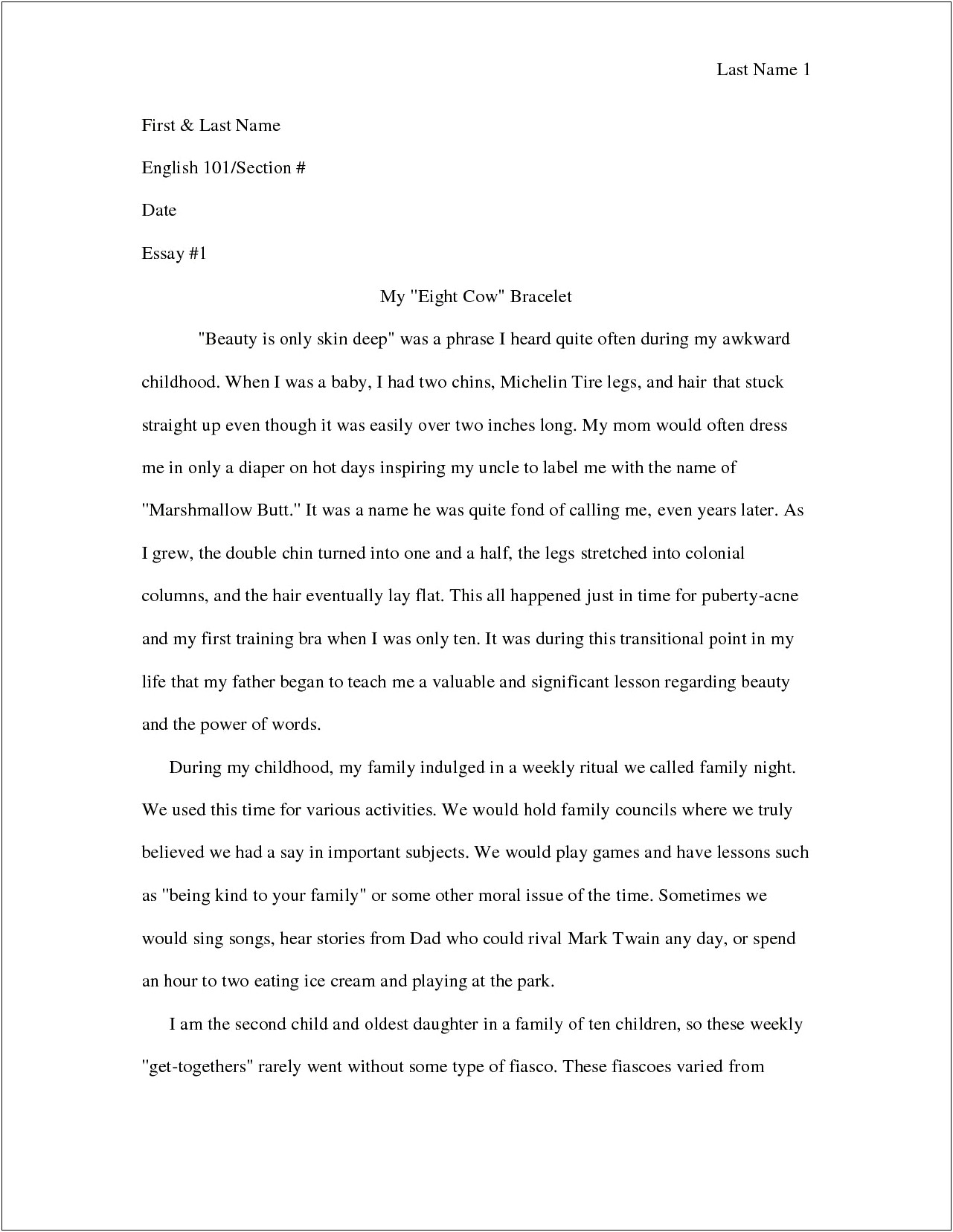 Example Of A Personal Narrative Resume
