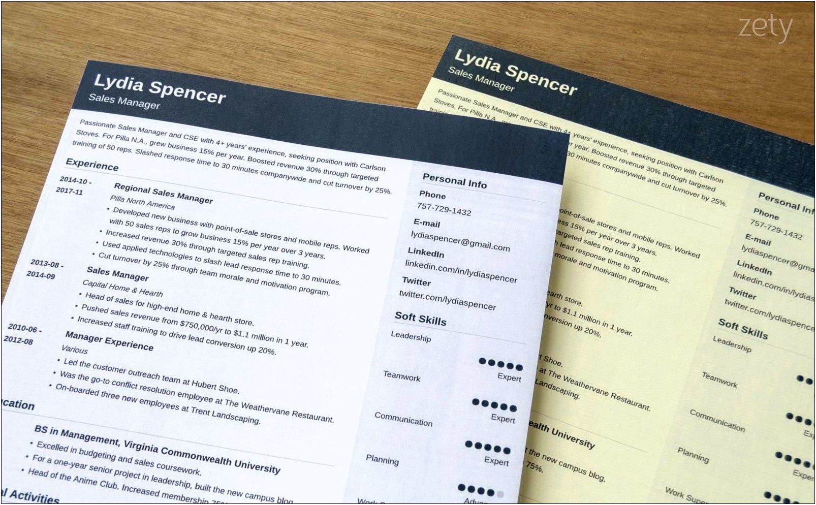Example Of A Printed Resume