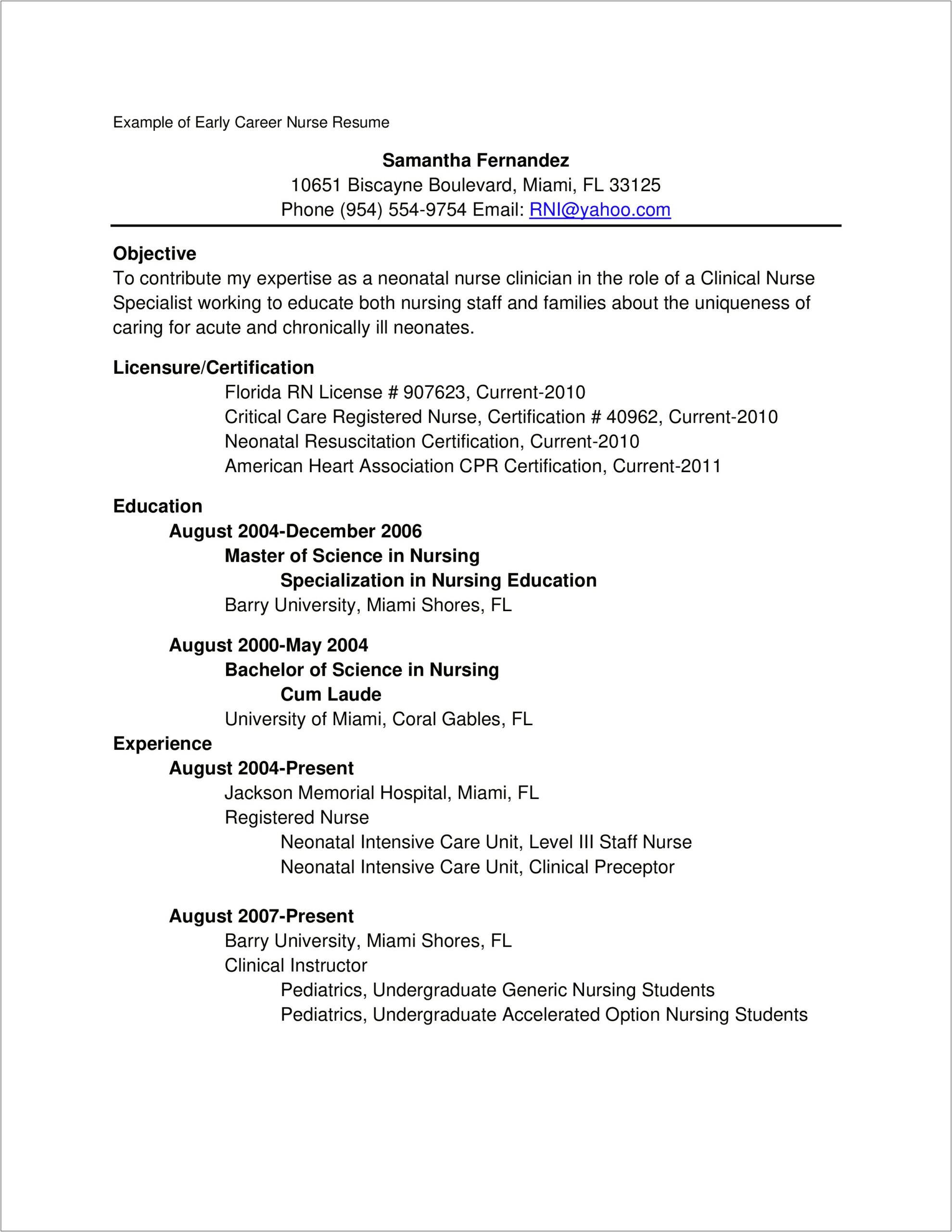 Example Of A Recent Masters Of Science Resume