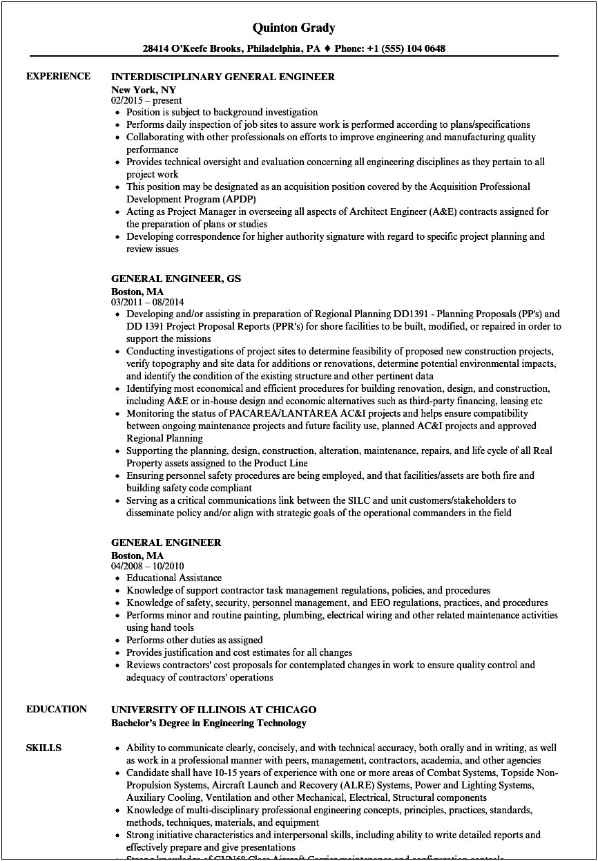 Example Of A Resume For A Federal Job