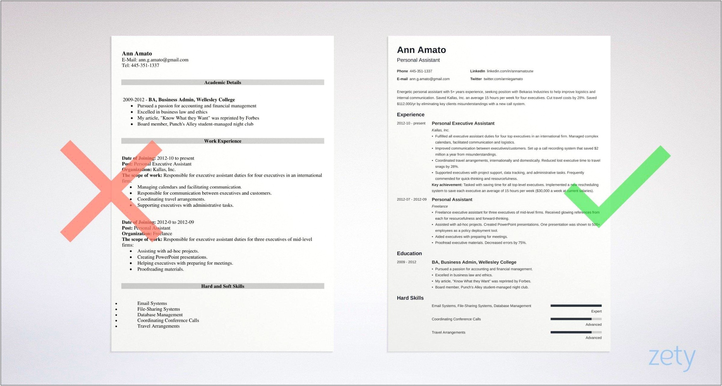 Example Of A Resume Layout