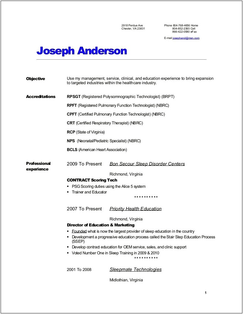 Example Of A Resume Perdue