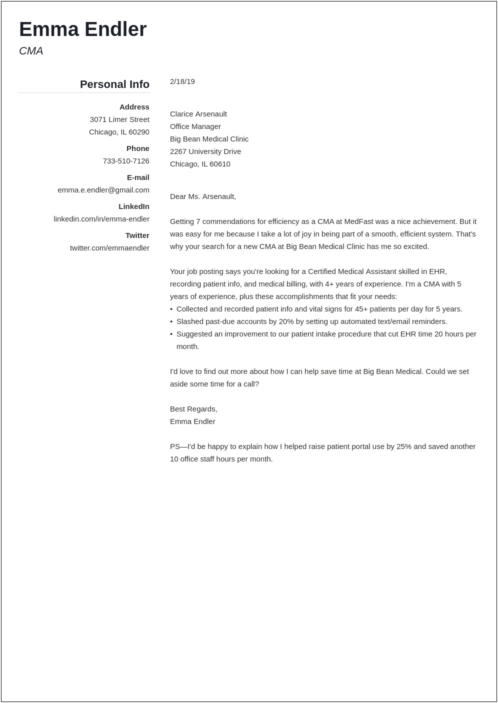Example Of A Simple Cover Letter For Resume