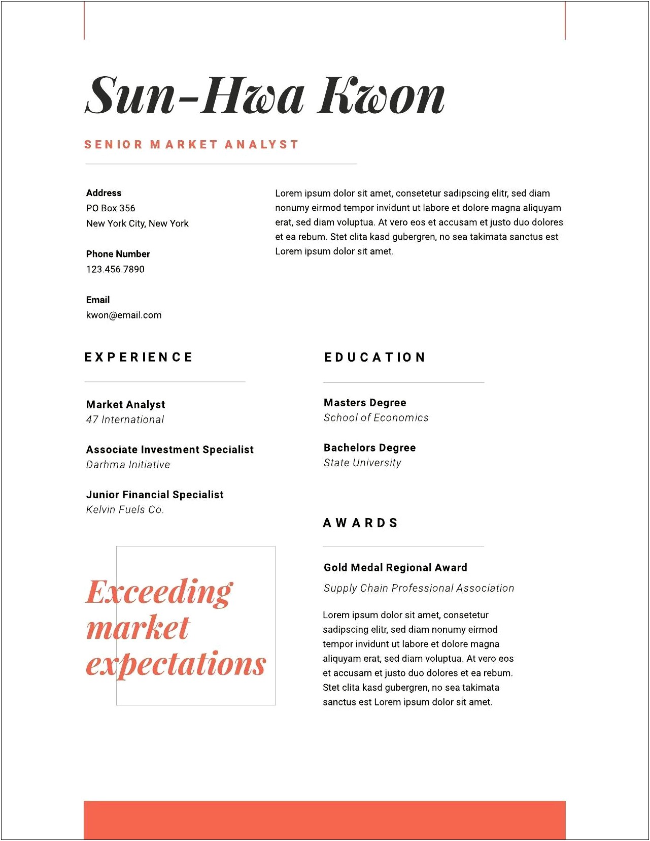 Example Of A Succinct Resume