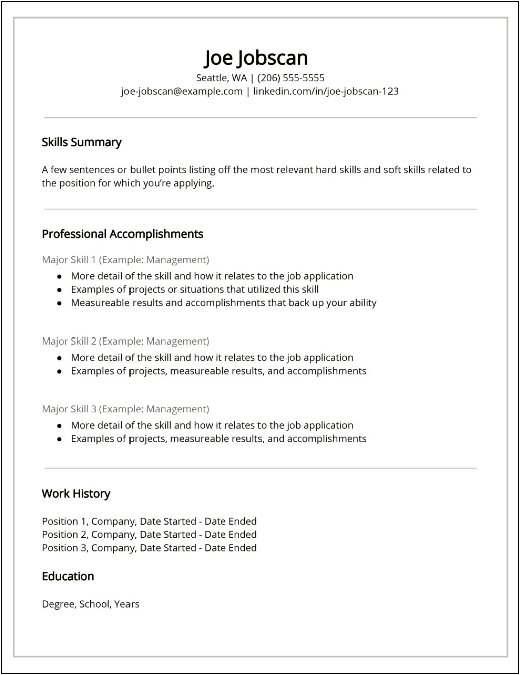 Example Of Abilities In Resume