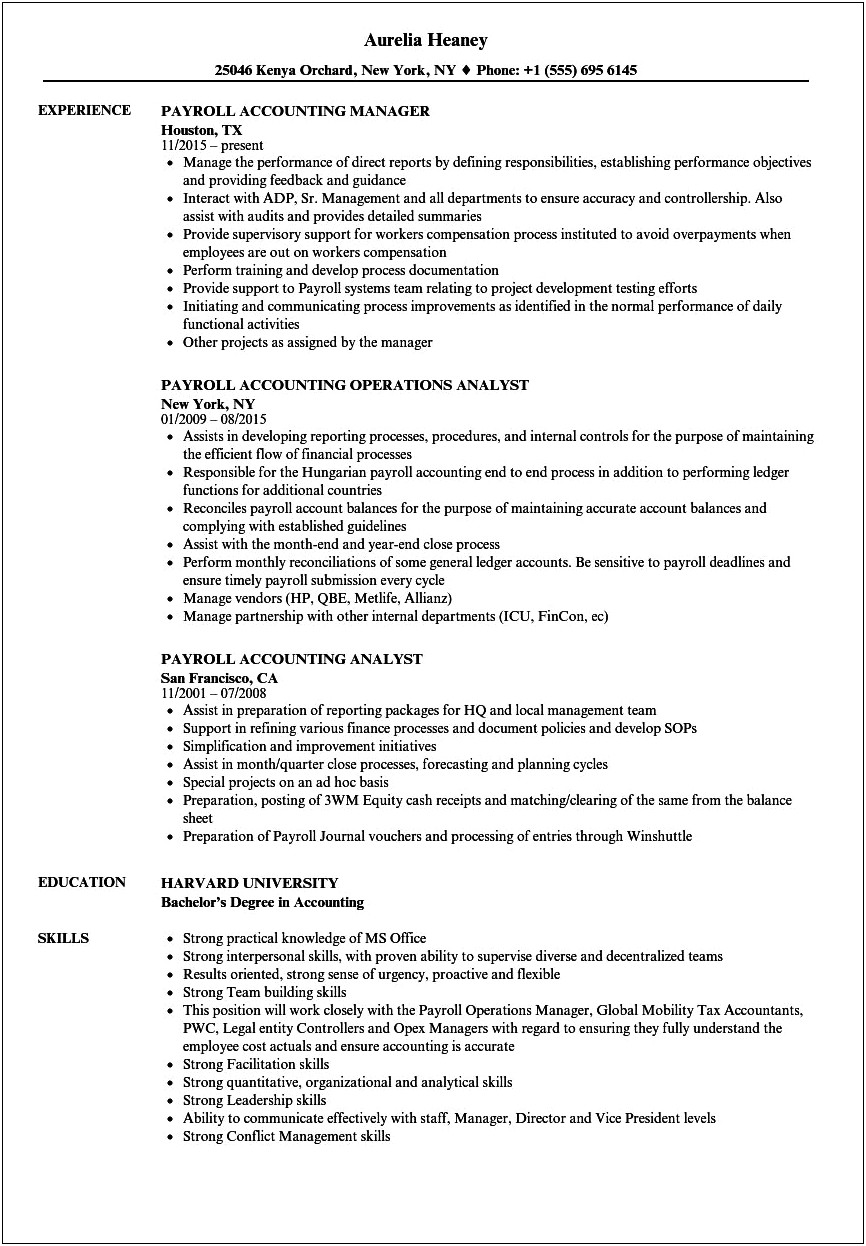 Example Of Accounting Resume With No Experience
