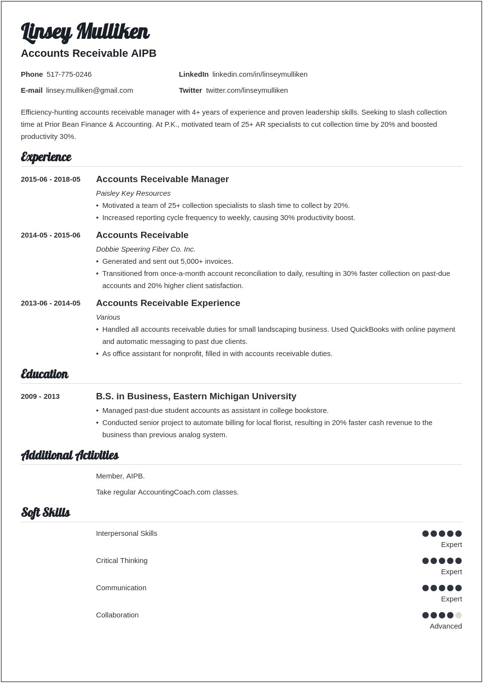 Example Of An Accounts Payable Managers Resume