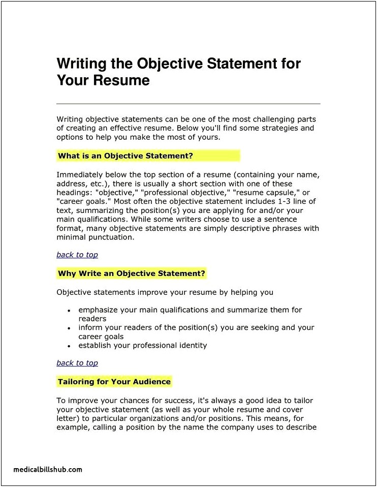 Example Of An Excellent Resume Objective
