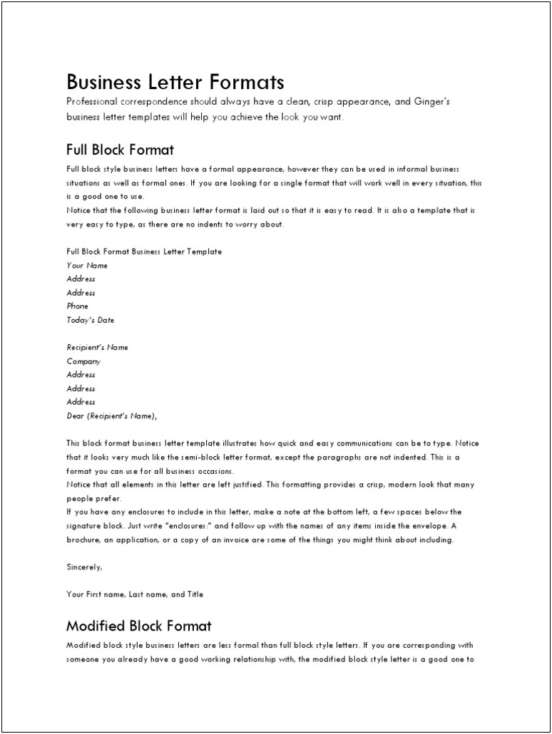 Example Of Block Style Resume