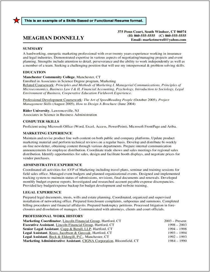 Example Of Chronological Resume Pdf