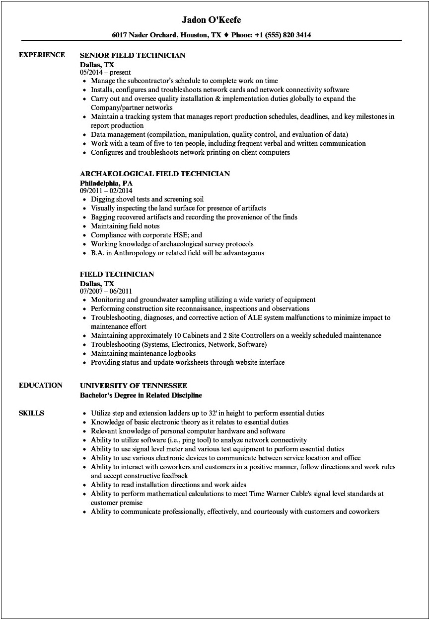 Example Of Cover Letter For Cable Installer Resume