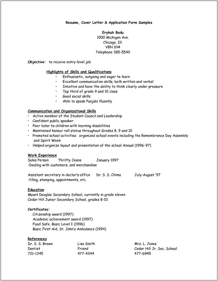 Example Of Cover Letter For Resume Pdf