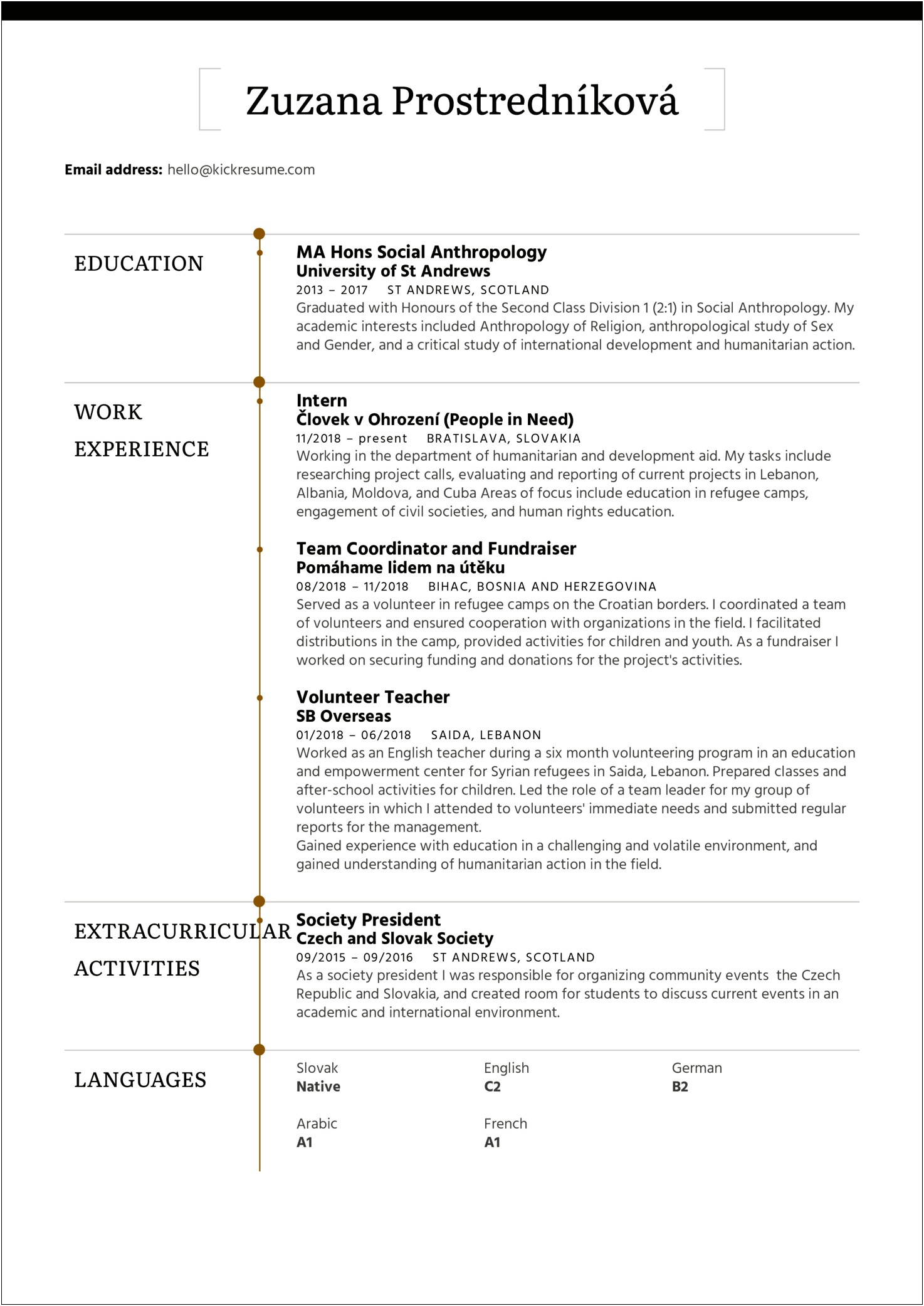 Example Of Easy Resume For Volunteering Non Profit