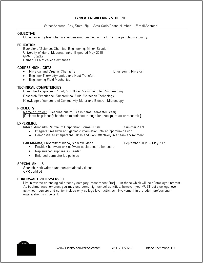 Example Of Education On Resume With Minor