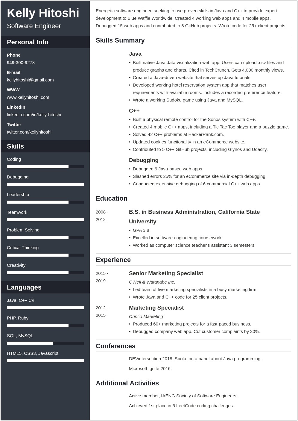 Example Of Functional Resume For Career Change