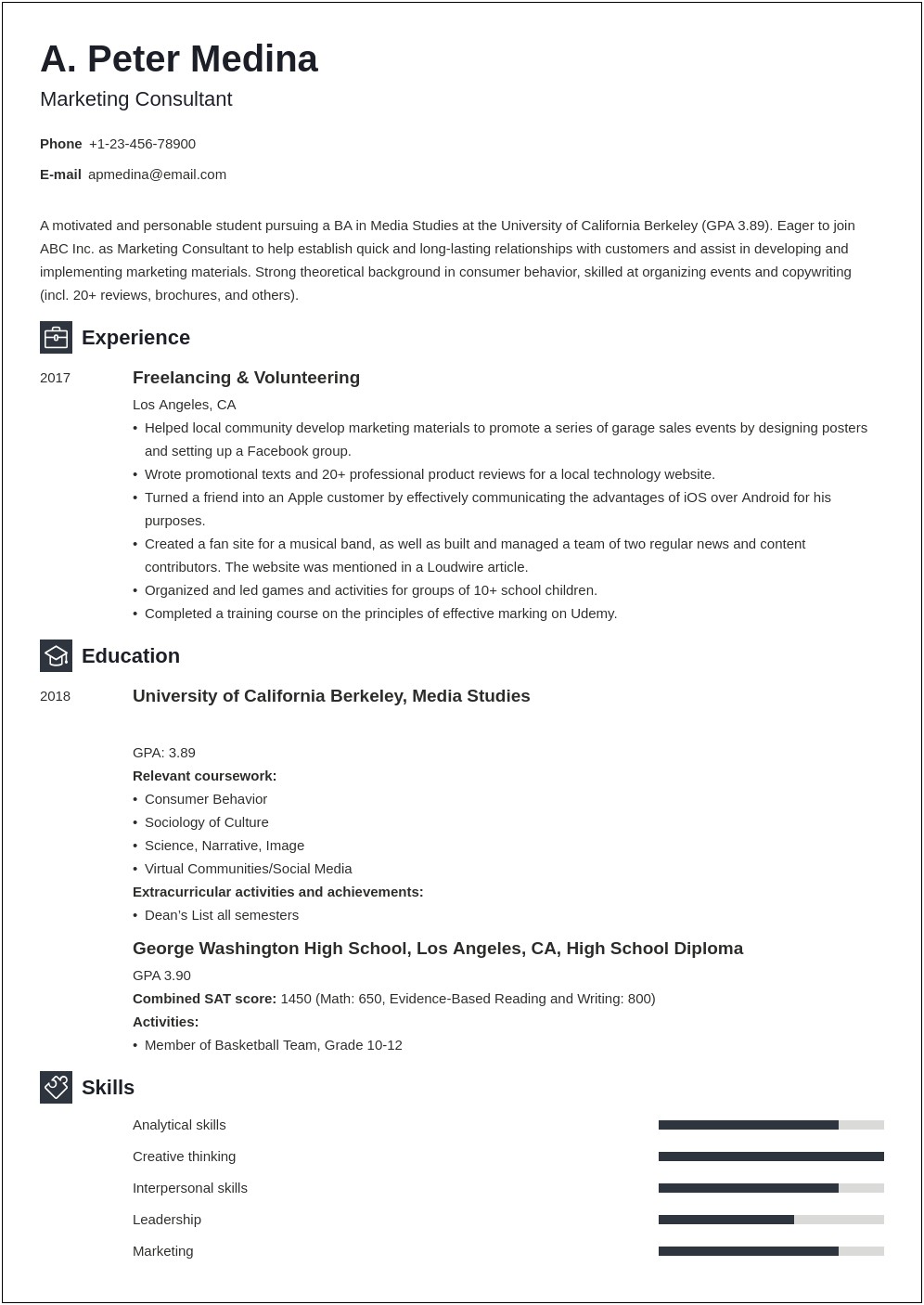 Example Of Functional Resume For Fresh Graduate