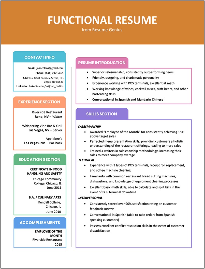 Example Of Functional Resume Hd