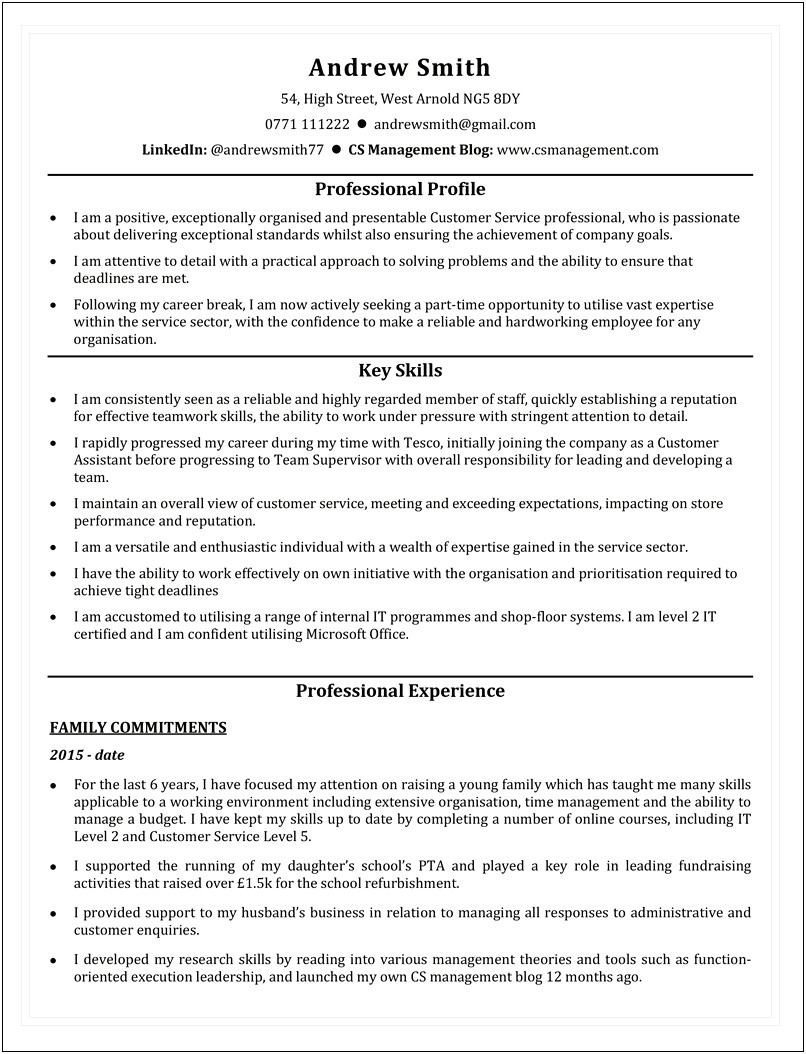 Example Of Gap Explanation In Resume