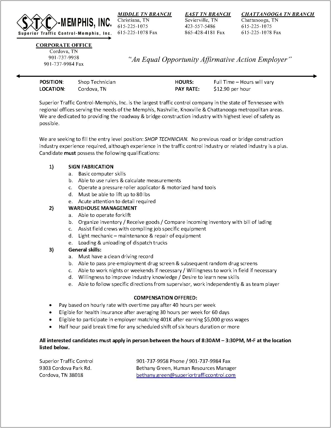 Example Of General Maintence Resume