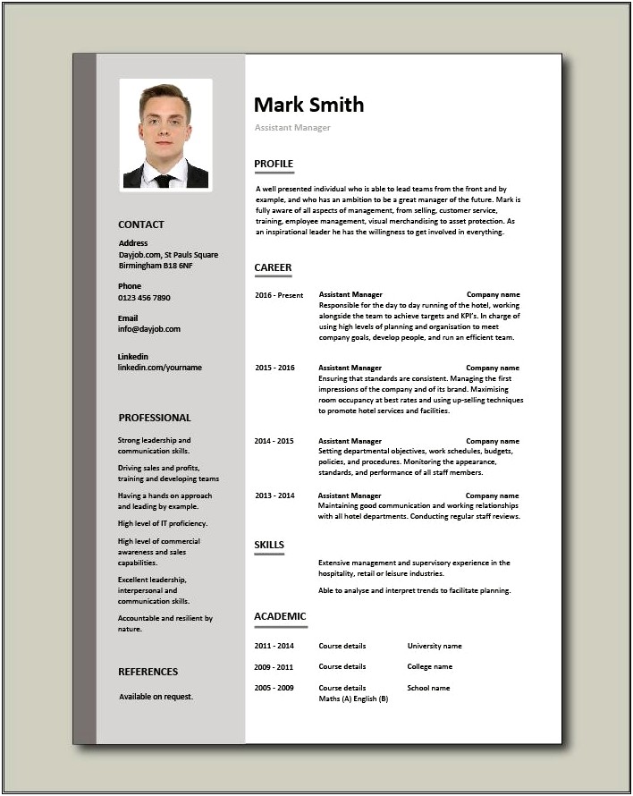 Example Of General Manager Resume