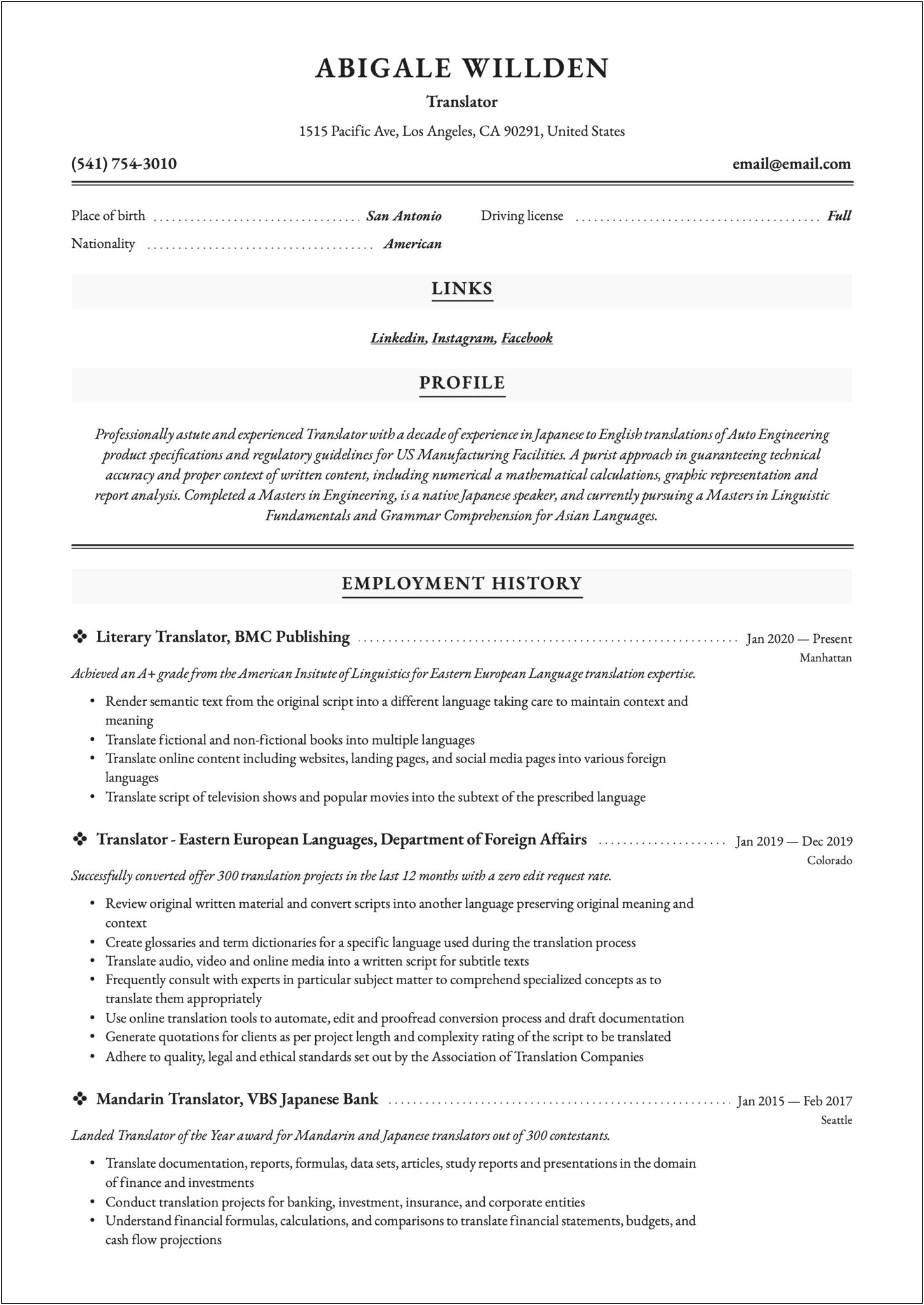 Example Of Gig Requirement For Resume Writing